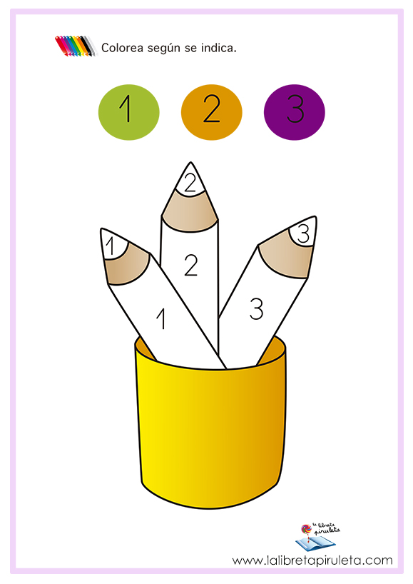 Colorea números lápices
